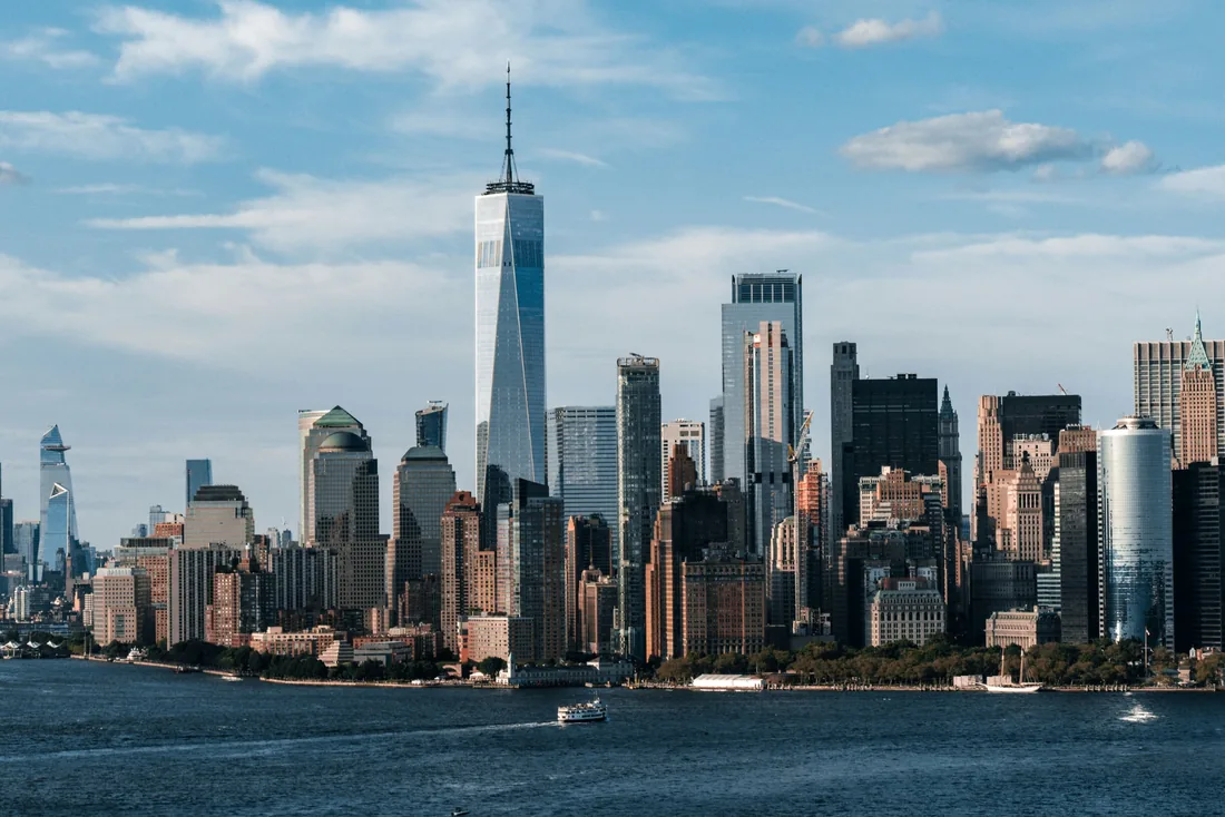 New York City skyline at sunset