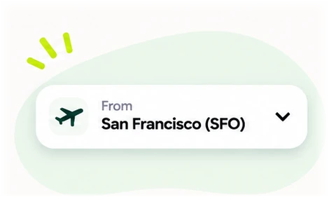 Select a departure airport, San Francisco (SFO)